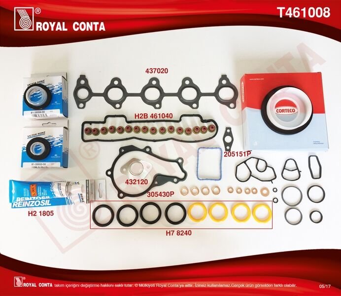 MOTOR TAKIM CONTA REINZ KEÇELİ S.LASTİKLİ TAM TK. SKCSİZ FOCUS II 1.6 TDCI 04>11 FIESTA 1.6 TDCI 02 >08 FUSION 1.6 TDCI 04>14 VOLVO C30 06>12 S40 II 06>12 S80 II 06>12 V50 05>12 V70 III 09>11 1.6D-206