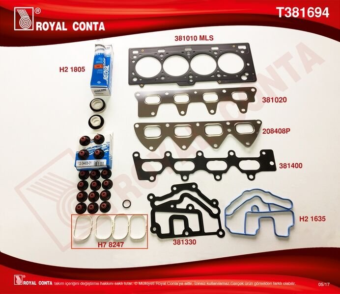 ÜST TAKIM CONTA REINZ KEÇE SUBAP LASTİK MGN II-CLIO III-SCENIC II-III 1.6 16V K4M 110-112-113 HP