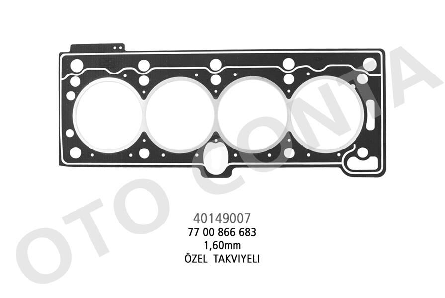 SİLİNDİR KAPAK CONTASI RENAULT MEGANE I-CLIO II-SYMBOL 1.4-1.6 8V-R19 1.4I-DACIA SOLENZA K7M-K7J LPG Lİ ARAÇLARA ÖZEL TAKVİYELİ 1.60mm BEYAZ