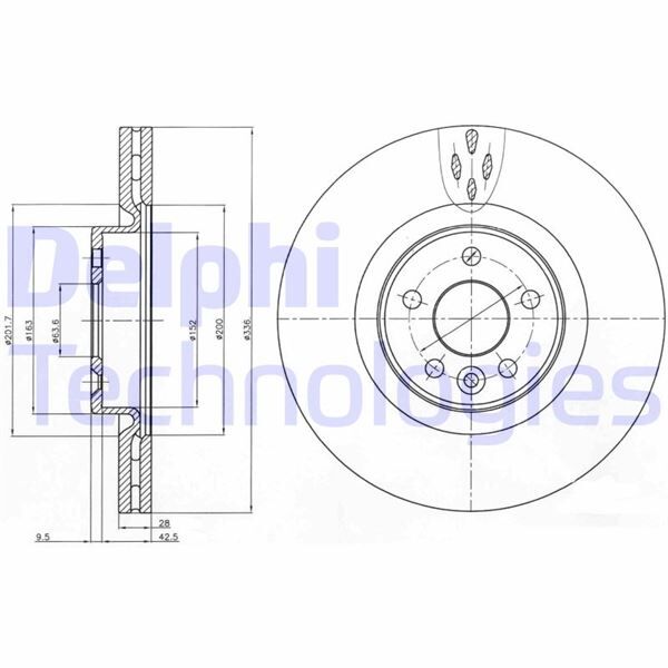 ON FREN DISK AYNASI HAVALI VOLVO S60 II 10>15 S80 II 06> V60 I 11>15 V70 III 07>15 XC70 II 09>15 336cm CAP