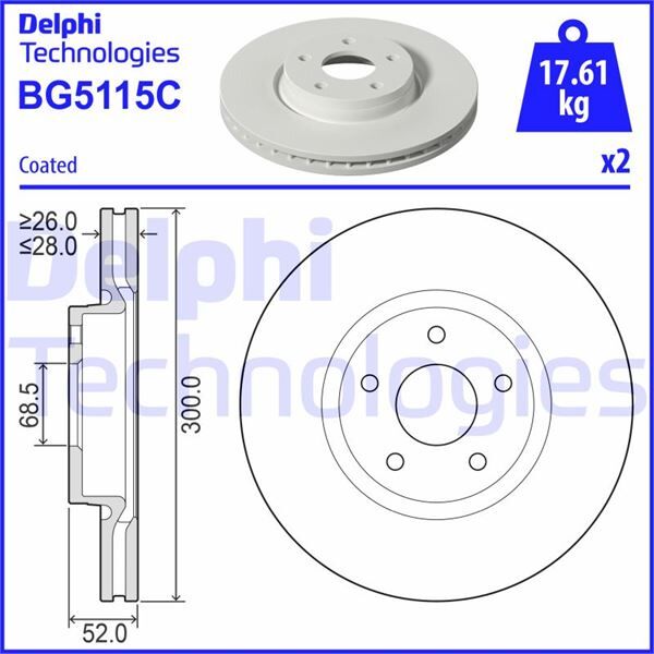 FREN DİSKİ ÖN FORD MONDEO-S MAX-VOLVO-LAND ROVER 07> ÇAP: 300mm 5 delik VOLVO S60 II 10> S80 II V70 III XC70 II 06>